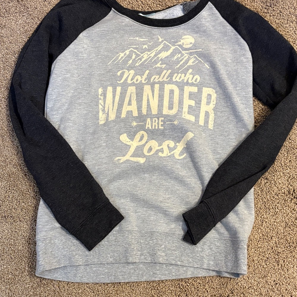 Maurices Gray and Black Wander Graphic Sweatshirt